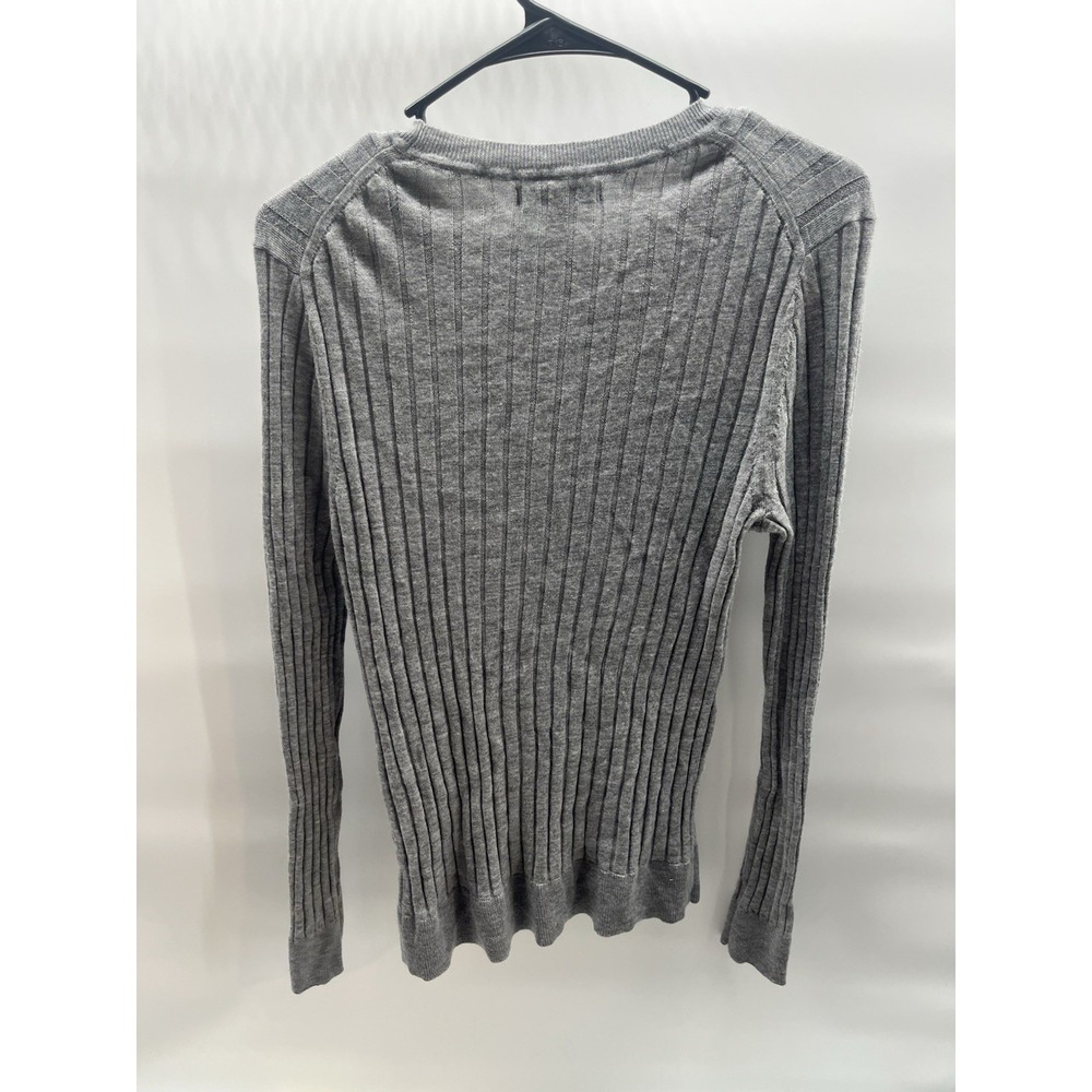 Banana Republic Grey Wide Rib Sweater Womens L 100% Merino Wool Capsule Workwear - Picture 4 of 6
